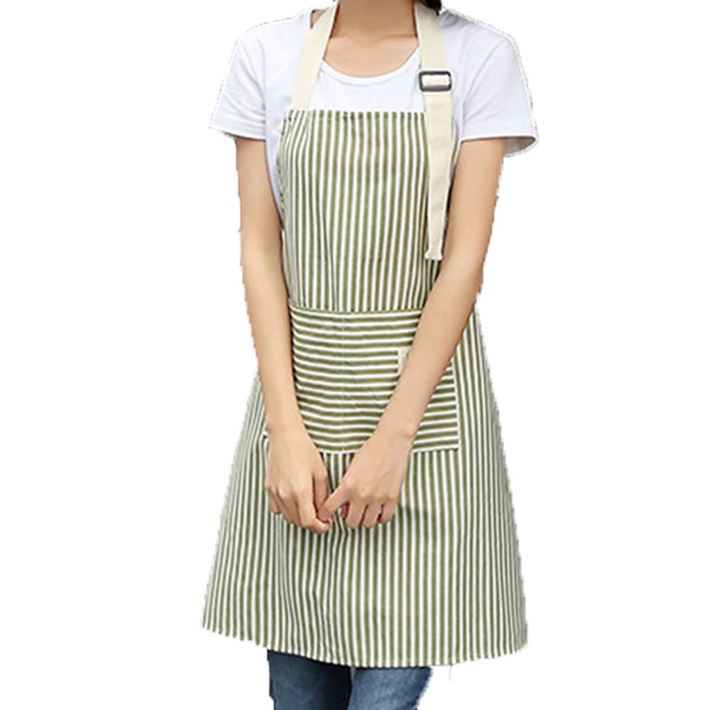 Kitchen Apron Stripes Apron Kitchen Cooking Aprons Adjustable Bib Apron Soft Chef Apron with 2 Pockets Kitchen Chef Baking Cooking BBQ Apron