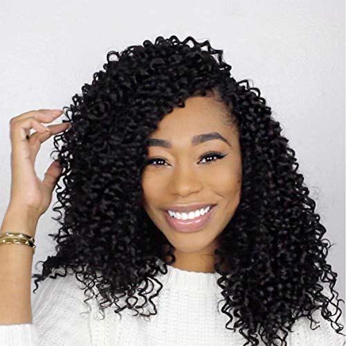 6Pcs Natural Black Marlybob Curly Crochet Braiding Hair Afro Kinky Curly Marly Bob Braids Hair Extensions 8 Inch Synthetic Twist Hair