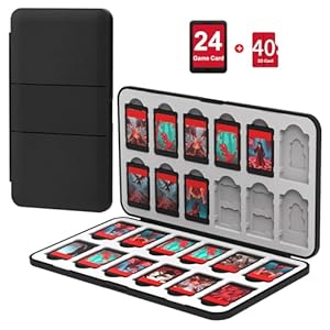 QuoLumPIA 24 Switch Game Card Case for Nintendo Switch 2/OLED/Lite – Holds 24 Cartridges & 40 SD Cards, Compact Storage, Portable Travel Essential, Gift, Hard Shell, Silicone Lining, Magnetic closure