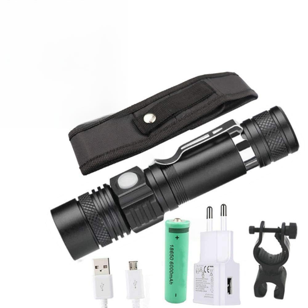 Lampe torche LED T6 rechargeable ultra puissante zoomable pour vélo