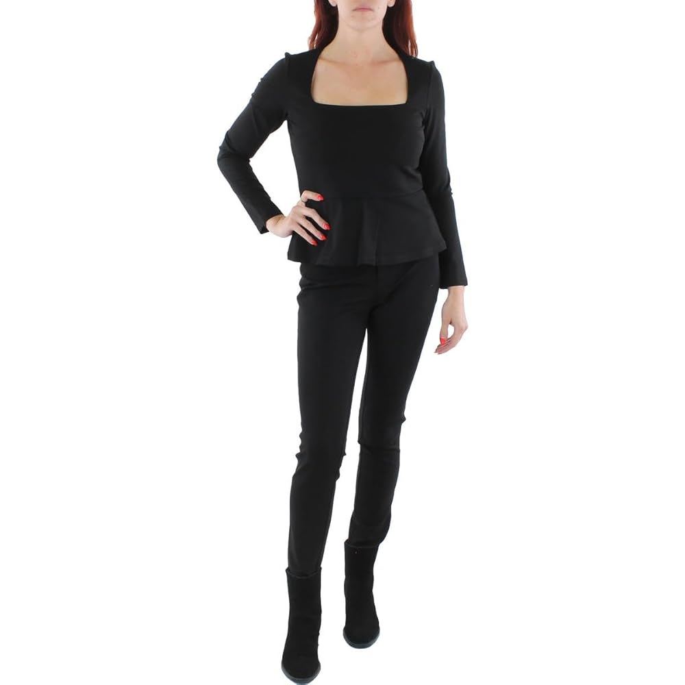 【BCBGMAXAZRIA】ブラックドレス　ベアトップ　膝下　XS BCBGMAXAZRIA】ブラックドレス ベアトップ 膝下 XS
