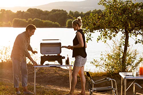 Campingaz Gas BBQ Attitude2go CV, Low-Smoking Portable Barbecue, Camping Grill, Tabletop Grill, Barbecue with Lid, Thermometer and Cast Iron Grid, Runs on CV 470 Plus Gas Cartridge, Grey - Image 2