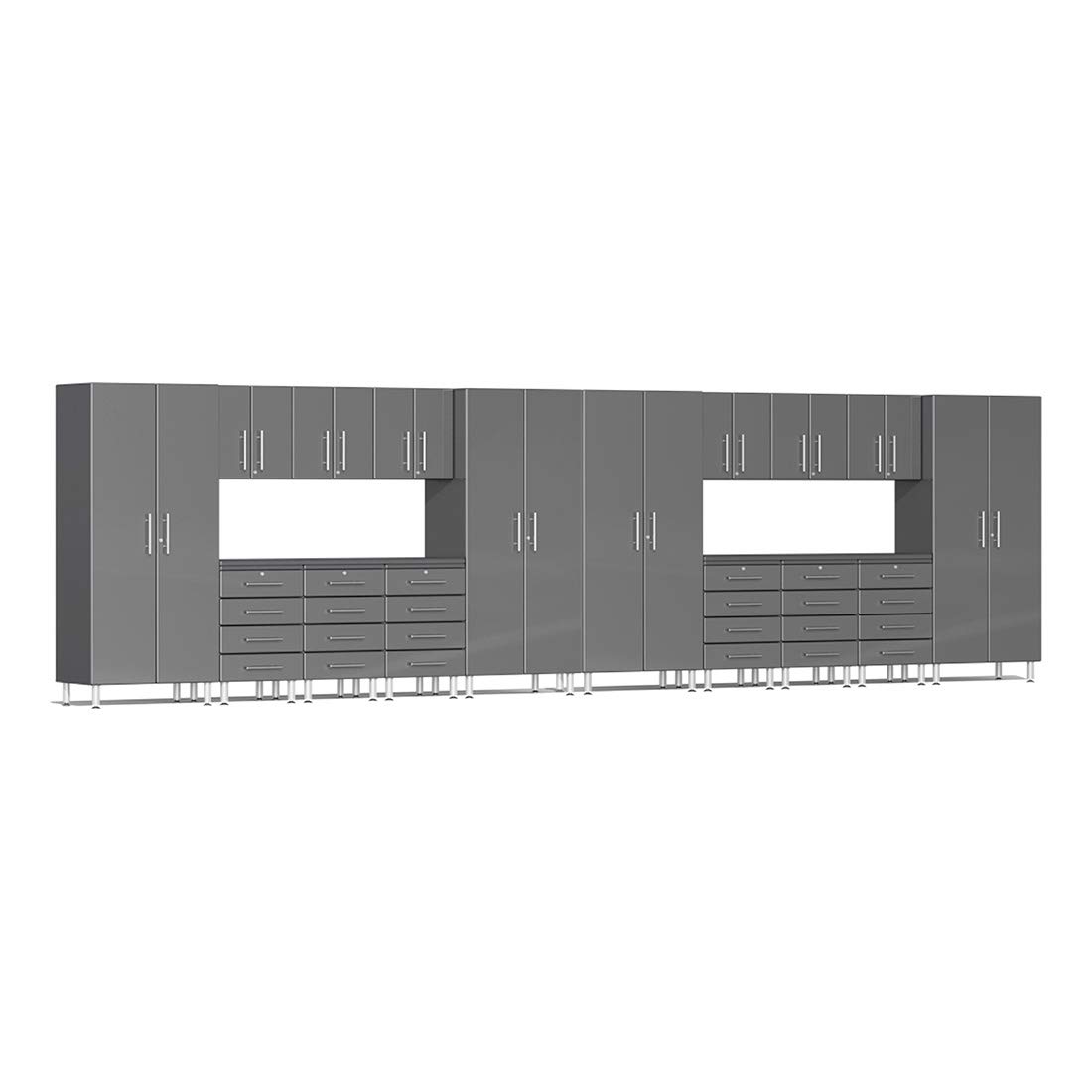 Ulti-Mate UG22181G 18-Piece Cabinet Kit with Channeled Worktops in Graphite Grey Metallic