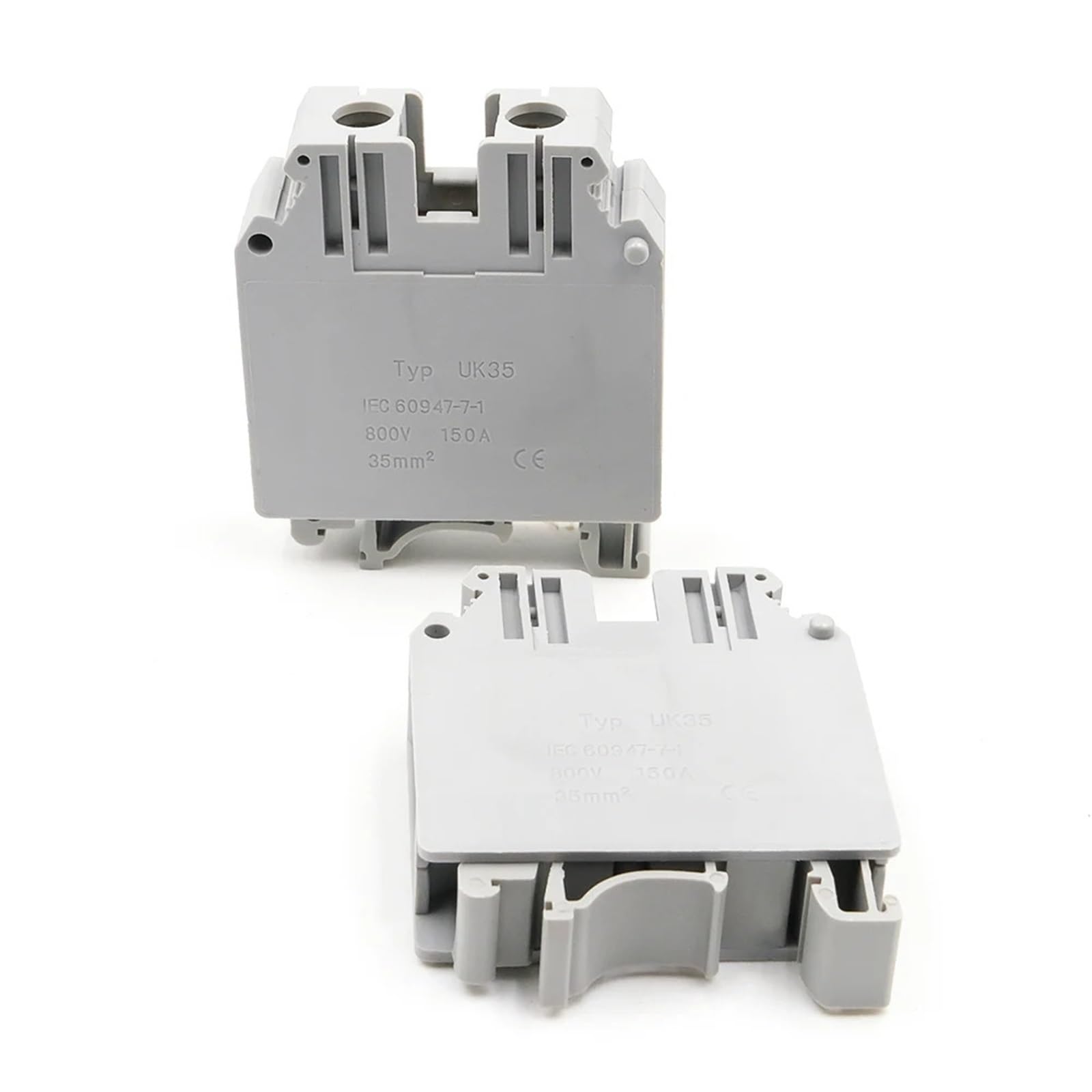 JDOUNFMO 10Pcs UK 35N High Foot DIN Rail Terminal Block 150A 1000V Screw Connection High Voltage Conductor(UK-35N-10PCS-GRAY)