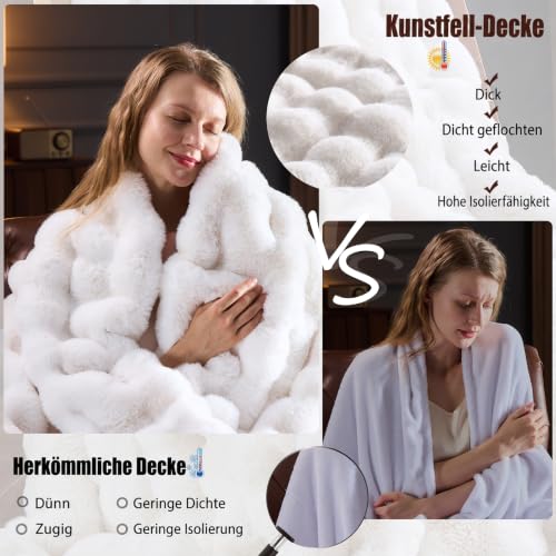 YBIKE Kuscheldecke Flauschig Bubble Decke, Kunstfelldecke Plüschdecke Fellimitat Kunstpelz Decke für Sofa, Schlafzimmer und Wohnzimmer… – Ansicht 2