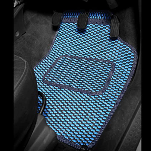 Image of Kingsway Dotted Design Car Floor Foot Mats Universal Fit for Nissan Magnite, Model Year : 2020 Onwards, Water and Dustproof, Color Blue, Set of 5 Pieces