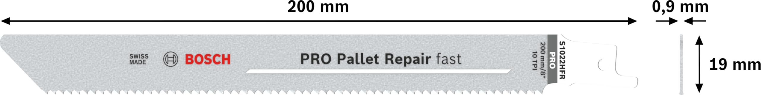 Bosch 100x Brzeszczot do piły szablastej do napraw palet PRO Pallet S1022HFR Repair Fast (do Stal, Drewno z gwoździami, Długość 200 mm, Professional Akcesoria Piła szablasta)