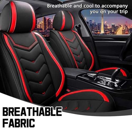 Image of CTDS Car Seat Covers for VW Tiguan 2009-2026, Stylish Sport Seat Cover, Premium Nappa Leather Car Seat Cover. Automobile Seat Covers Sets.(Standard 2 Seats /Black Red)