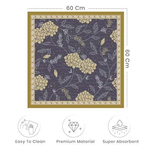 Image of Yellow Weaves Washer & Dryer Cover for Top, 60 x 60 cm, Washing Machine Top Protector Mat for Kitchen /Laundary Room, Water Absorbing, Dustproof, Scratch Resistant & Non-Slip (Botanical Blue)
