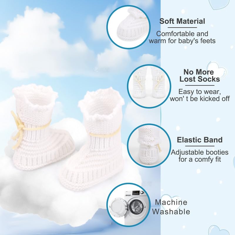 Baby Booties Newborn Hand Crochet Knit Cotton Bootie Cozy Warm Soft Sock Shoes for Infant Boys Girls4