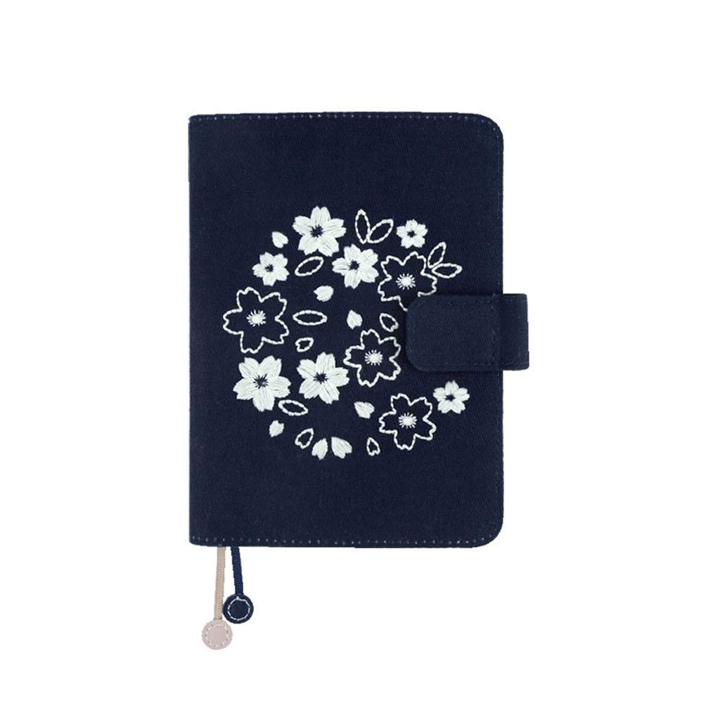 Diario Libro Diario Conjunto Lindo Paño Bordado A6 Cuaderno Antiguo Creativo Simple Bloc de Notas Arte Exquisito Diario de Viaje Negocio de la Oficina de la Escuela (Color : Blue)