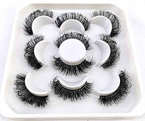 HBZGTLAD new 5 Pairs 25 mm 3d Mink Lashes Bulk Faux with Custom Natural Mink Lashes Pack Short Wholesales Natural False Eyelashes (QZ-05)