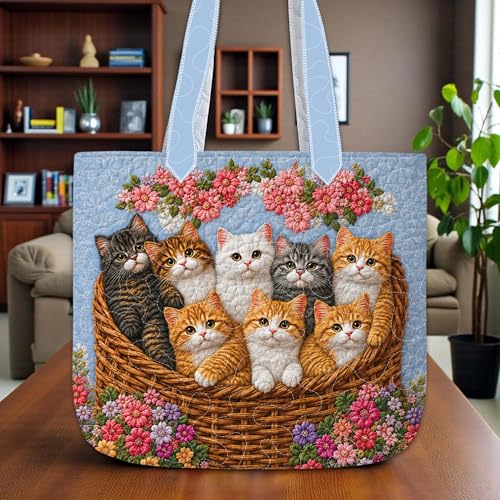 Bolso Tote Acolchado Personalizado para Amantes de Gatos miniatura 2