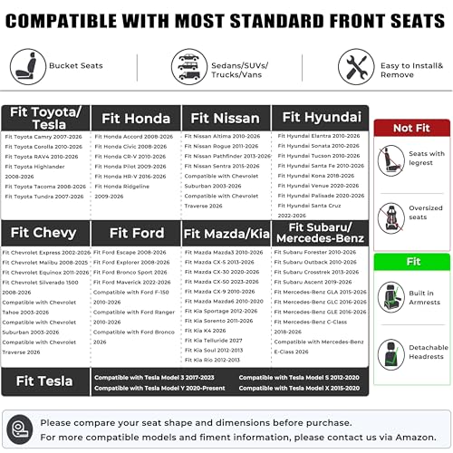 Image of Black Panther 1 Pair Front Seat Covers Luxury Faux Leather Bottom Seat Cushions, Anti-Slip and Wrap Around The Bottom, Fit 95% of Vehicles - Black