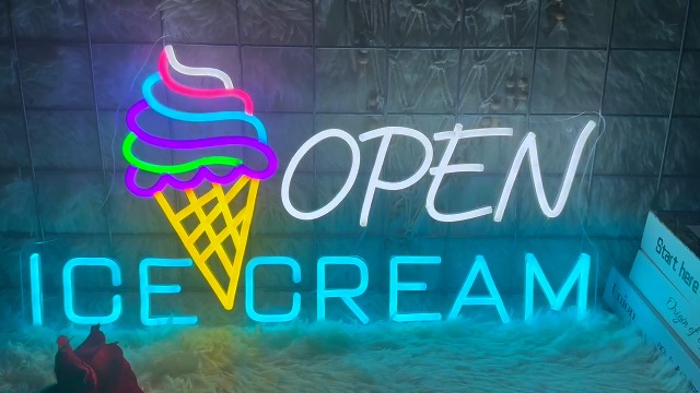 ネオンインテリアサイン　ICE CREAM Ice Cream Neon Sign with Soft Serve Cone - 32