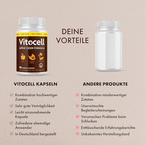 Vitocell Kapseln - mit natürlichen Inhaltsstoffen - für Frauen und Männer - 90 Kapseln pro Dose