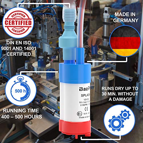 Image of 12V Submersible Water Pump - German Made (2.5GPM / 18ft.) | Portable RV Water Pump - Works with Electric Switch in 12V Faucets | 12 Volt Small Water Transfer Pump for Camper, Marine, Solar.