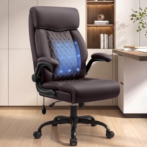 Image of Ergonomic Office Chair with Lumbar Support, Coffee