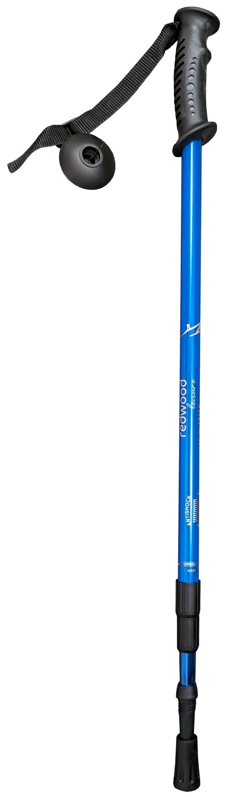 Blue Telescopic Hiking Pole Lightweight Anti-Shock Aluminium Trekking Stick with Adjustable Height & Ergonomic Grip