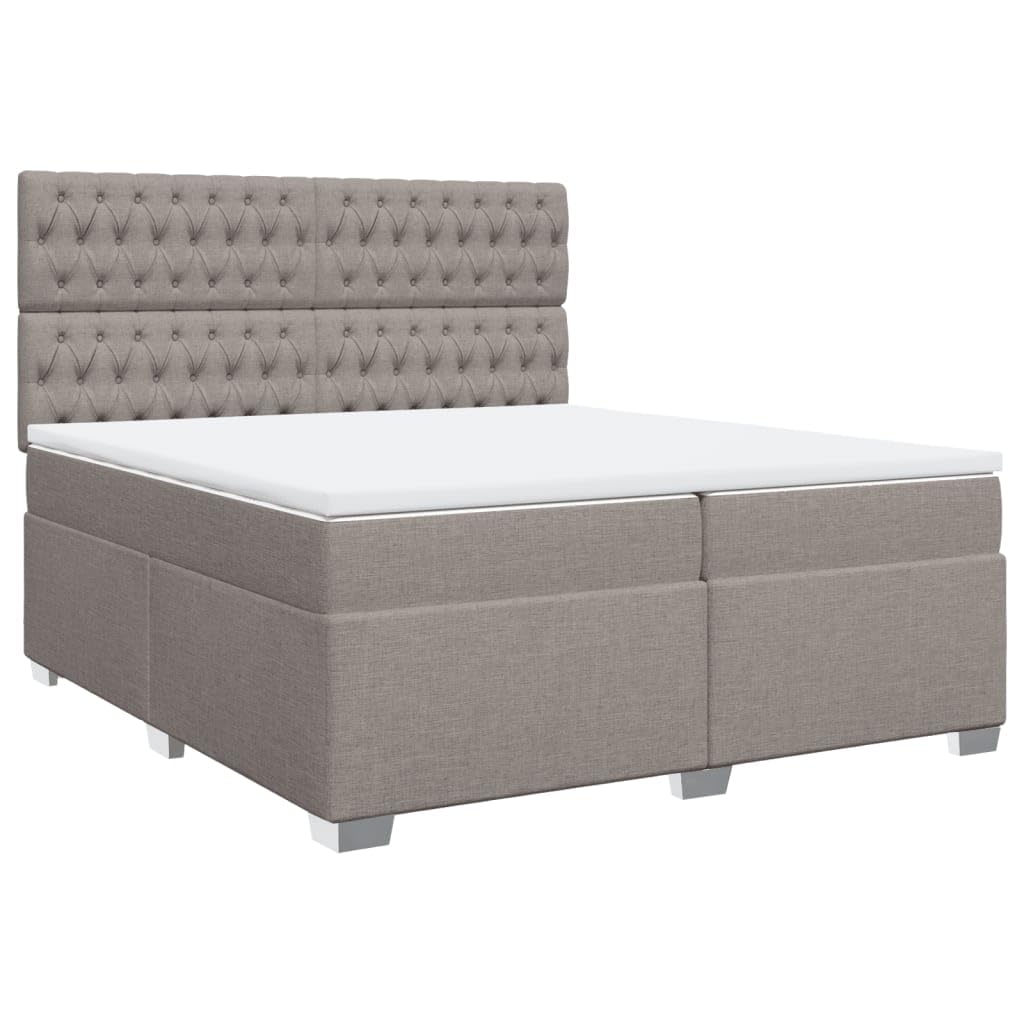 Cama Box Spring con colchón somier Mueble Cama Estructura Cama Bed Frame Cama con colchon Tela Gris Taupe 200x200 cm - 3290606