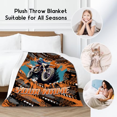 Boys Blankets Motorcycle Blanket Gifts - 60x80 Inch Cozy Soft Dirt Bike Throw for Teens Adults