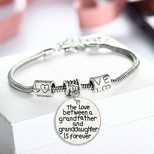 Luvalti Family Pendant Bracelet - The Love Between a Grandfather and Granddaughter is Forever, Stainless Steel, Charm, Best Family Personalized Memorial Gift Jewelry, Adjustable - Image 5