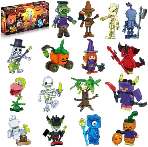 Halloween Building Blocks 16 Style,Mini Halloween Party Favors Building Toys for Kids Bricks Toys Set for Goodie Bags Fillers Classroom Prizes