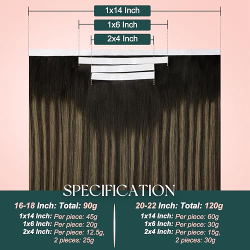 Image of Easyouth 90g Tape in Weft Hair Extensions Human Hair Balayage, Invisible