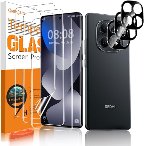 QsmQam Schutzfolie für Xiaomi Redmi Note 15 5G/4G, 3 Stück Flexible TPU-Folie & 3 Stück Kameraschutz, HD Bildschirmschutz Folie, Anti-Kratzer, Bläschenfrei