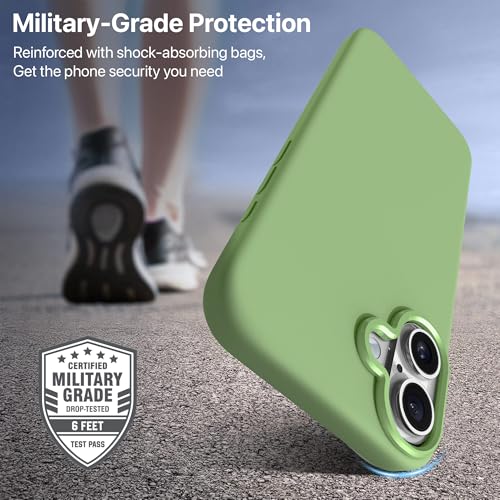 Image of eller sante Silicon Back Cover Case for iPhone 16 Plus Scratch Resistant TPU Shockproof 6ft Feet Drop Protection Support Mag-Safe Wireless Charging- Mint Green