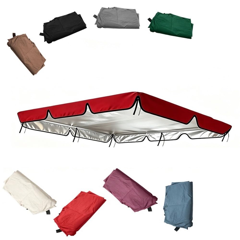 ZYXQQJ Patio Swing Canopy Replacement 210D/420D/600D Swing Canopy Replacement Top Anti-UV Waterproof For Outdoor Garden Yard Porch(Red,210D/190 * 132 * 15cm)