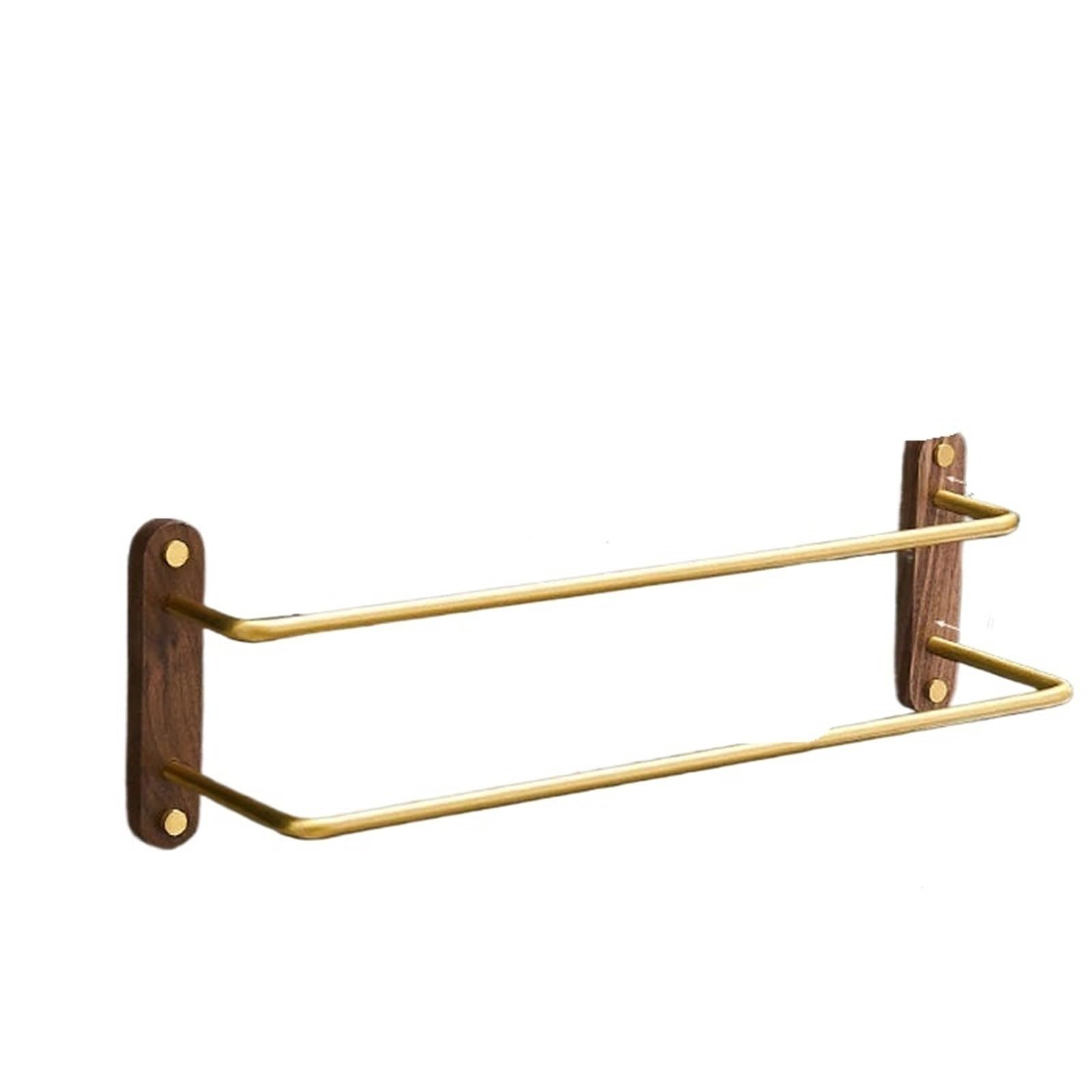 50cm Walnut Bathroom Towel Rack Bar, Non-Perforated Storage Holder Double