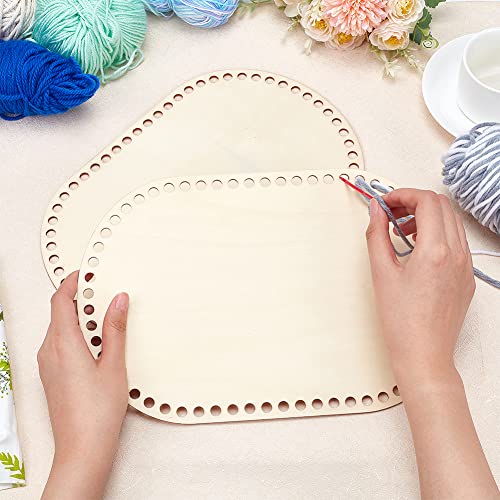 PH PandaHall 2pcs Wooden Basket Bottom Oval Crochet Basket Bottom 11.8×7.7" Wooden Base Shaper Blank Crochet Base for Basket Knitting Weaving Crochet Supplies DIY Bags Purse Making - Image 3
