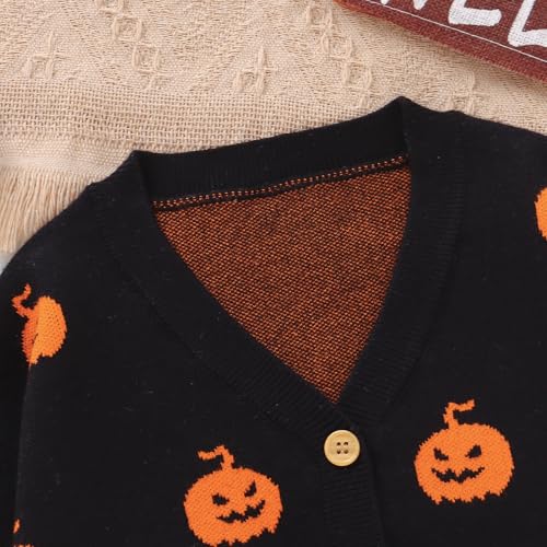 Winmany Toddler Girls Halloween Pumpkin Cardigan Sweater Girl's Soft Long Sleeve Fall Knit Tops for 1-5 Years3