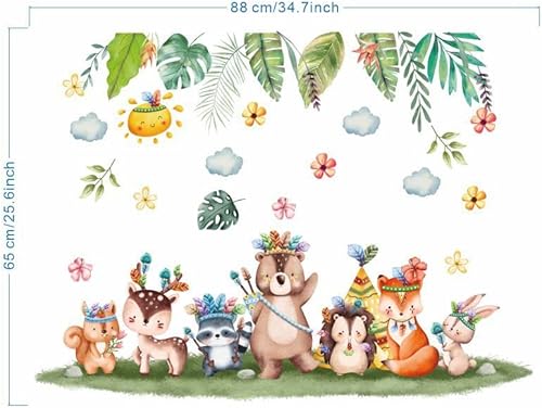 Miniatura 3 de Adorables calcomanías de pared de animales de dibujos animados, para guardería, dormitorio de niños, decoración de sala de juegos, decoración