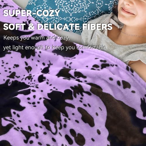 Image of Purple Throw Blanket for Girls, Cute Soft Small Fleece Blankets for Bed Nursery Stroller Crib, Lavender Purple Gifts for Girls Boys Birthday, 40 inchx50 inch