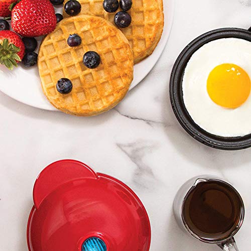 Mini Waffle Maker Machine, Non Stick Surface Compact Size Anti-Overflow Waffle Maker,Breakfast Pancake Maker,Machine for French Toast, Grilled Cheese, Hash Browns, Other Mini Waffle Maker (Red)