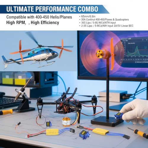 Image of POCREATION Brushless Motor, 2200Kv Versatility Rc Plane Parts Brushless Motor 30A Esc Sg90 9G Micro Servo 6035 Propeller, with T Plug and 3.5Mm Banana