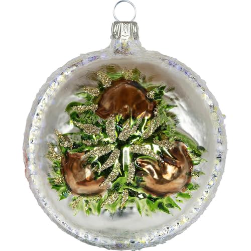 Erzgebirge Palast Saico Christbaumschmuck Glaskugel DREI Haselnüsse...