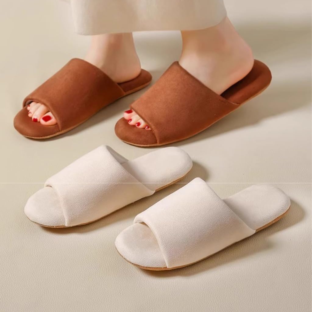 Zapatillas De Algodón para Mujer, Zapatillas Mudas Japonesas, Hombres Y Mujeres Four Seasons Hogar Interior Piso De Madera Antideslizante Fondo Suave Zapatillas Suaves Silenciosas (Beige, 35/37 EU)