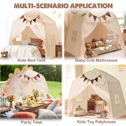 Little Dove PTT-011 Extra Large Toddler Bed Tent & Kids Play Tent Bed Tent With Flags & Star Lights, Portable & Foldable Teepee thumb #1