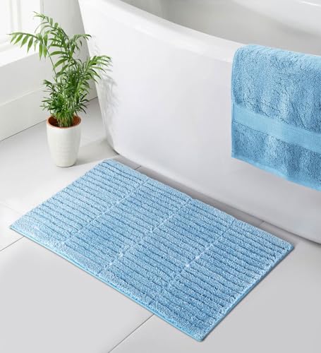 Image of Obsessions Soft & Plush Bath Mat | Quick Dry, Stain & Skid Resistant | Luxuriously Soft, Long Lasting Color | TPR Latex Backing, Size 50x80 cm, Aqua