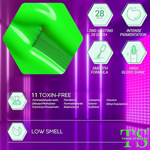 Image of THR3E STROKES Gel Nail Polish Set - 6 Colors Gel Polish Glitter Gel Polish Sparkle Nail Polish Gel Manicure DIY Salon Nail Art Gifts (RAVE NEON (RN5347), 7.5ML)