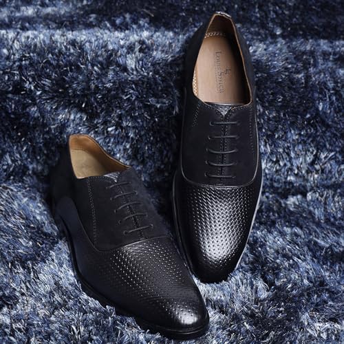 Image of LOUIS STITCH Men's Handcrafted Formal Derby Shoes Italian Leather Lace Up Shoes for Men (EUDTSU)