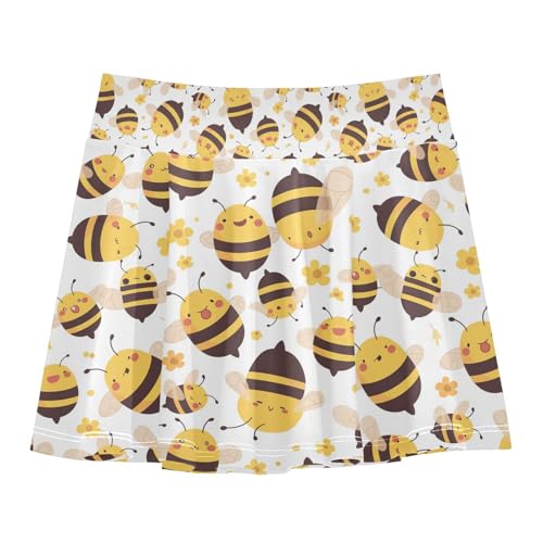 visesunny Girls Flowy Pleated Skirt Cute Cartoon Bumblebee Flower Tennis Golf Fashion Short Skorts for Casual Dance Outfit