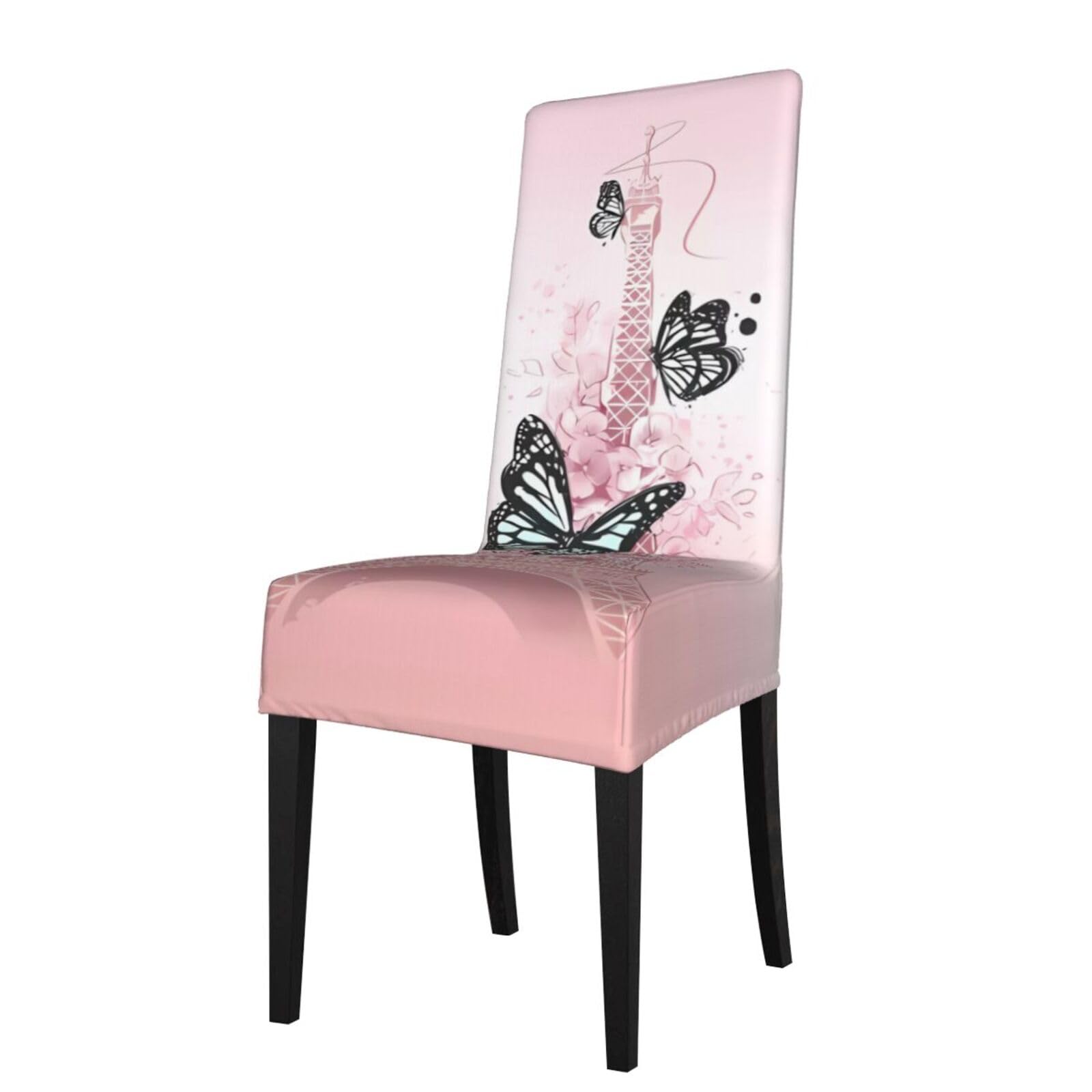 YYHHAOFA Paris Tower And Butterfly Prints Protection Cover for Dining Chair - Stretch Slipcovers, Easy Refresh for Your Dining Room & Event Decor
