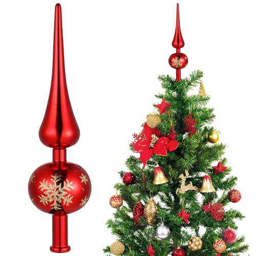 NUOBESTY-Christmas-Tree-Topper-Plastic-Christmas-Tree-Topper-Blown-Plastic-Xmas-Tree-Finials-Hand-Painted-Treetop-Plastic-for-Christmas-Tree-Ornaments-Red NUOBESTY Christmas Tree Topper Plastic Christmas Tree Topper Blown Plastic Xmas Tree Finials Hand Painted Treetop Plastic for Christmas Tree Ornaments Red