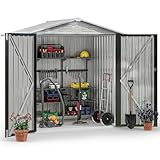 YITAHOME Gartenhaus, abschließbar, verzinktes Metall, für den Außenbereich, wasserdicht, mit 4 Lüftungsschlitzen für Fahrrad, Werkzeug, Rasenmäher, Weiß, 171 x 118 x 184 cm