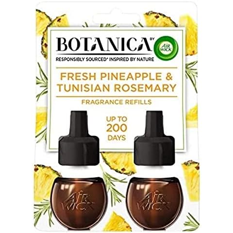 Botanica by Air Wick Scented Oil for Electrical Plug Diffuser Fresh Pineapple and Tunisian Rosemary, Refill Twin Pack, 2 x 19 ml 3113800 Cover