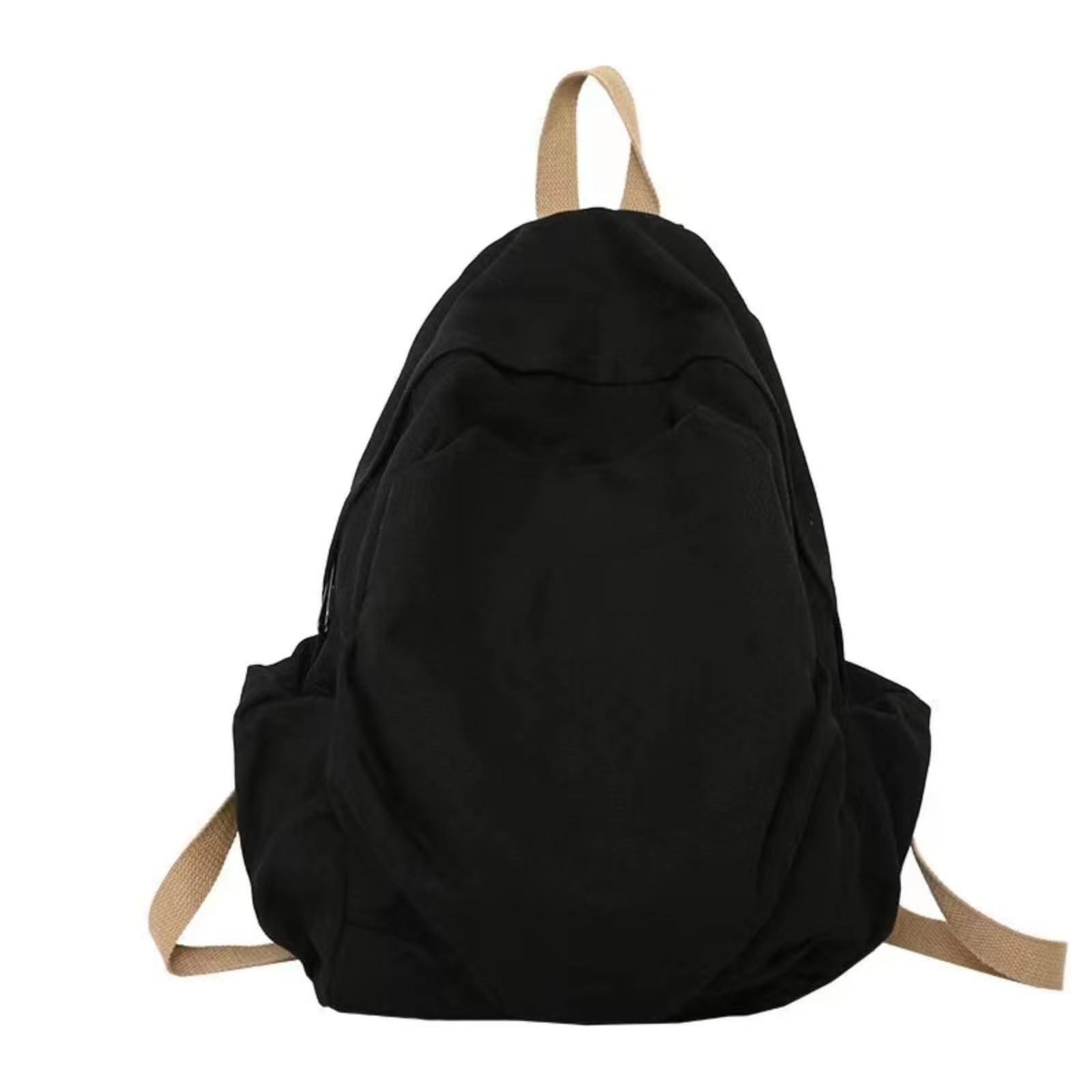 Sumleno Vintage Canvas Backpack Y2K Aesthetic Laptop College Shoulder Bag Grunge Casual Daypack Outdoor Travel Black